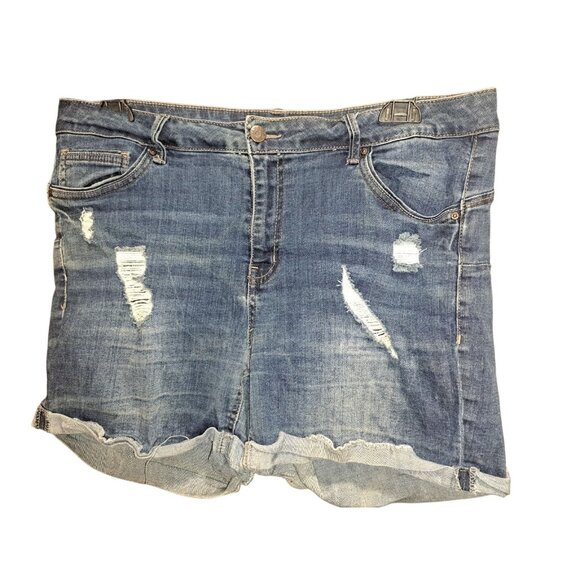 Wax Jean Womens 2XL Distressed Denim Jean Shorts Raw Hem Butt I Love You - Picture 1 of 6
